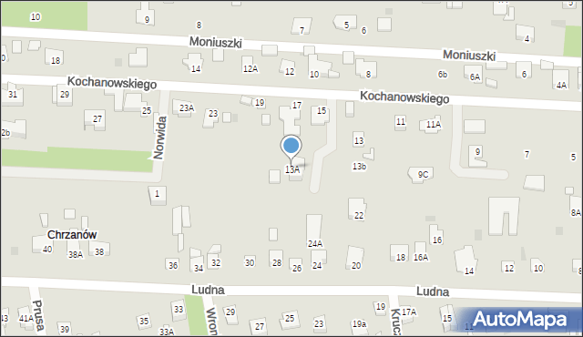 Milanówek, Kochanowskiego Jana, 13A, mapa Milanówek