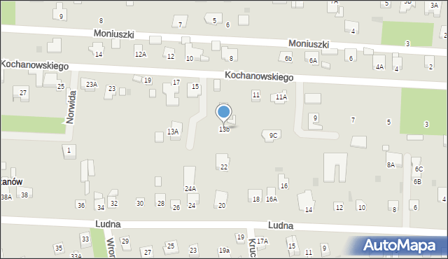 Milanówek, Kochanowskiego Jana, 13b, mapa Milanówek