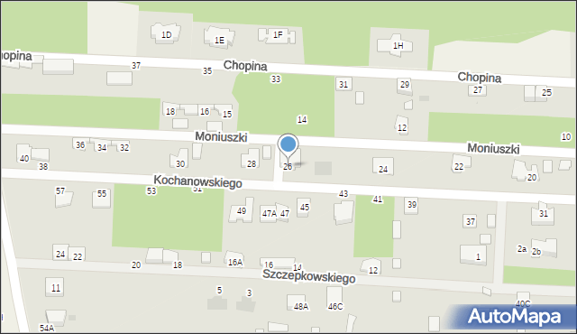 Milanówek, Kochanowskiego Jana, 26, mapa Milanówek