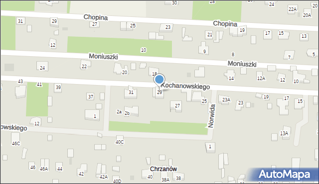 Milanówek, Kochanowskiego Jana, 29, mapa Milanówek