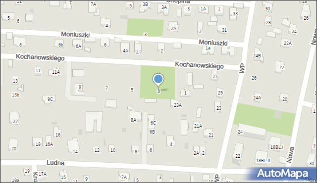 Milanówek, Kochanowskiego Jana, 3, mapa Milanówek