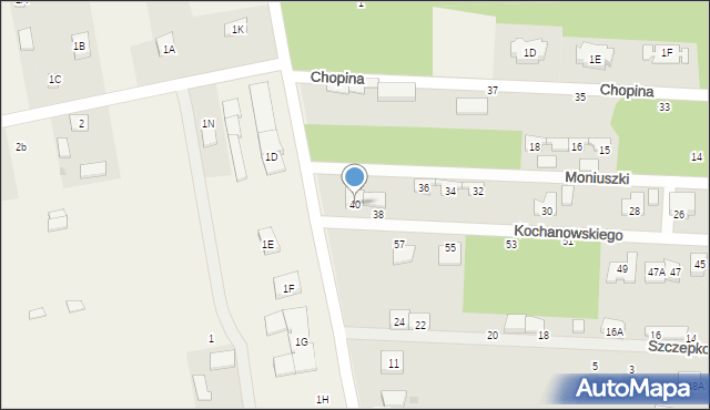 Milanówek, Kochanowskiego Jana, 40, mapa Milanówek