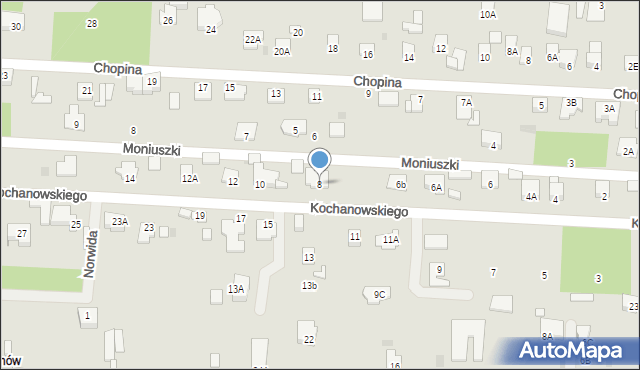 Milanówek, Kochanowskiego Jana, 8, mapa Milanówek