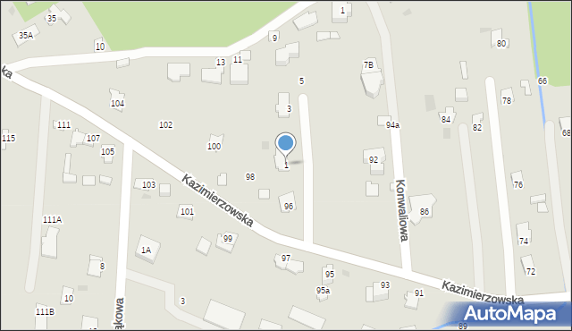 Milanówek, Konwaliowa, 1, mapa Milanówek