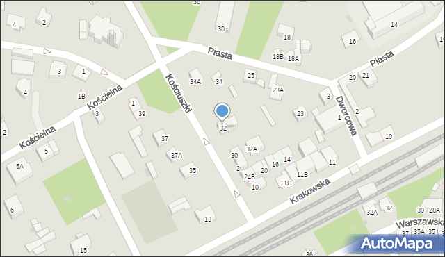 Milanówek, Kościuszki Tadeusza, gen., 32, mapa Milanówek