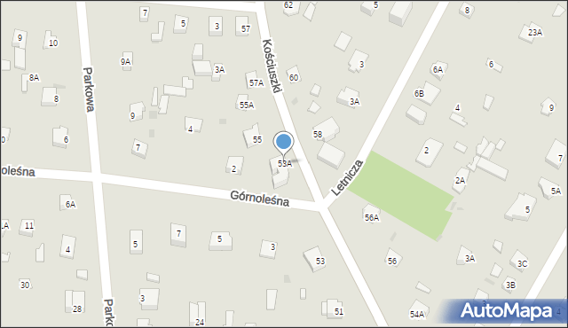 Milanówek, Kościuszki Tadeusza, gen., 53A, mapa Milanówek