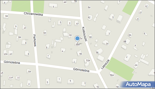Milanówek, Kościuszki Tadeusza, gen., 55A, mapa Milanówek