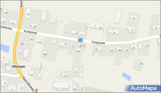 Miłobądz, Kolejowa, 22, mapa Miłobądz