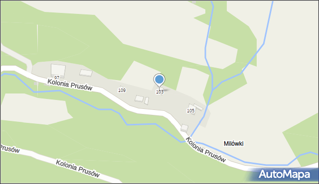 Milówka, Kolonia Prusów, 103, mapa Milówka