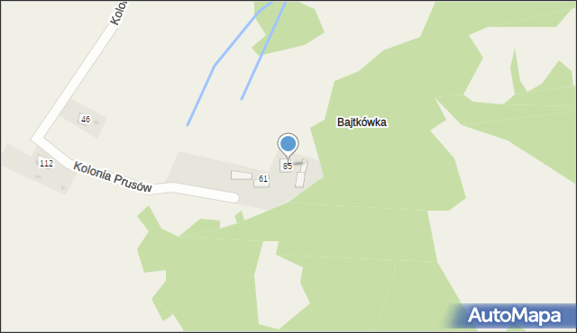 Milówka, Kolonia Prusów, 85, mapa Milówka