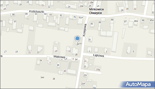 Minkowice Oławskie, Kolejowa, 1F, mapa Minkowice Oławskie