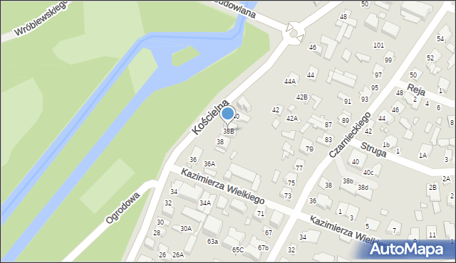 Mińsk Mazowiecki, Kościelna, 38B, mapa Mińsk Mazowiecki