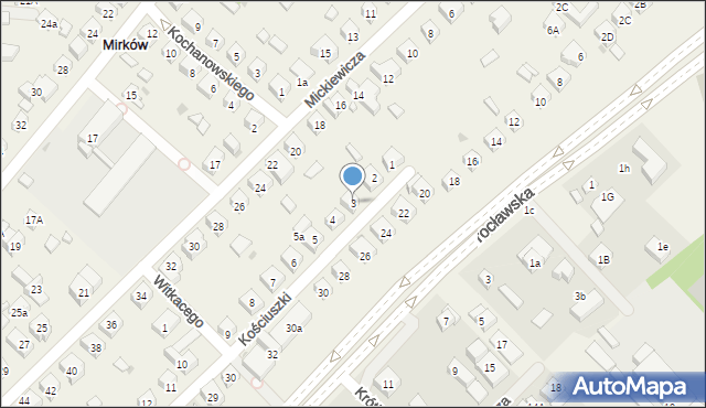 Mirków, Kościuszki Tadeusza, gen., 3, mapa Mirków
