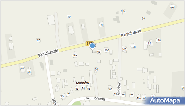 Młodów, Kościuszki Tadeusza, gen., 96, mapa Młodów