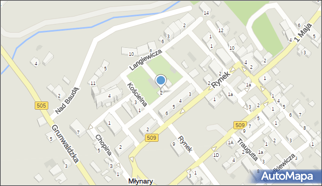 Młynary, Kościelna, 2, mapa Młynary