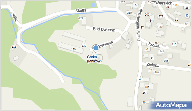 Mników, Kościelna, 3, mapa Mników