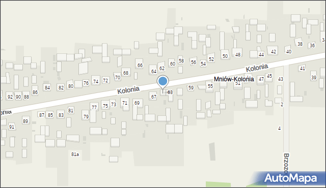 Mniów, Kolonia, 65, mapa Mniów