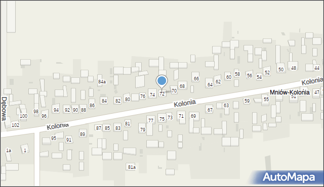 Mniów, Kolonia, 72, mapa Mniów