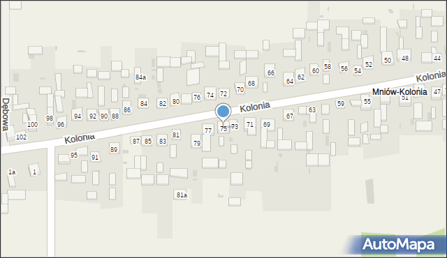 Mniów, Kolonia, 75, mapa Mniów