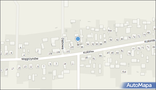 Mniów, Kolonia, 98, mapa Mniów