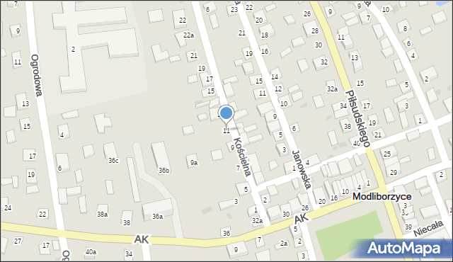 Modliborzyce, Kościelna, 11, mapa Modliborzyce