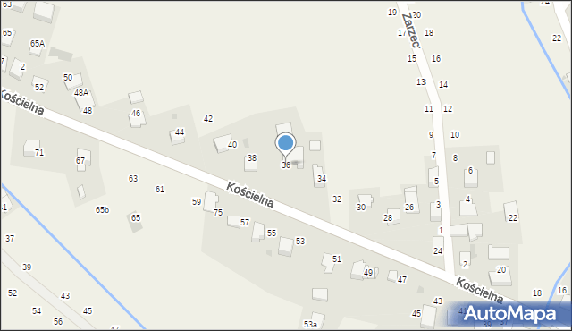 Modlnica, Kościelna, 36, mapa Modlnica