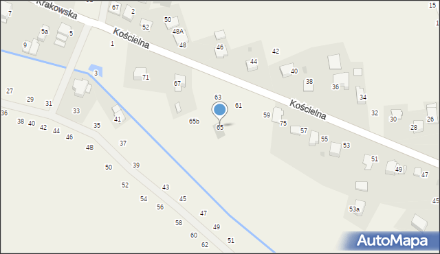 Modlnica, Kościelna, 65, mapa Modlnica