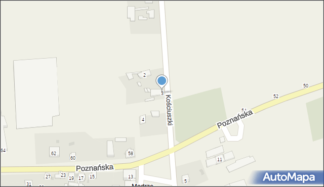Modrze, Kościuszki Tadeusza, gen., 3, mapa Modrze