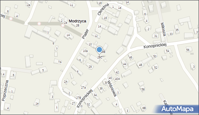 Modrzyca, Konopnickiej Marii, 29C, mapa Modrzyca