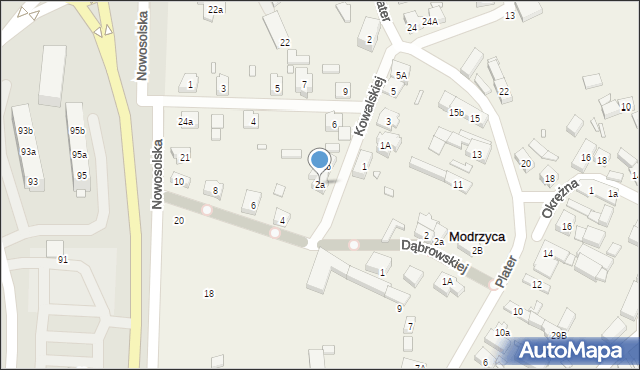 Modrzyca, Kowalskiej, 2a, mapa Modrzyca
