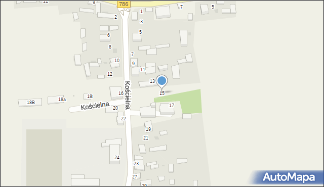 Mokrzesz, Kościelna, 15, mapa Mokrzesz