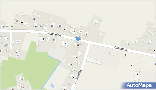 Mokrzyska, Kościelna, 11, mapa Mokrzyska