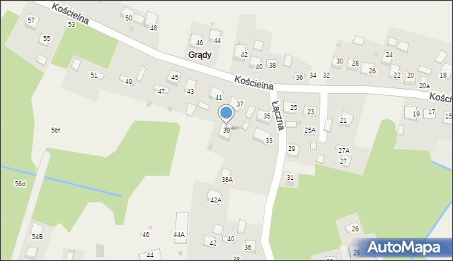 Mokrzyska, Kościelna, 39, mapa Mokrzyska