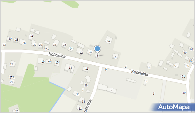 Mokrzyska, Kościelna, 8, mapa Mokrzyska