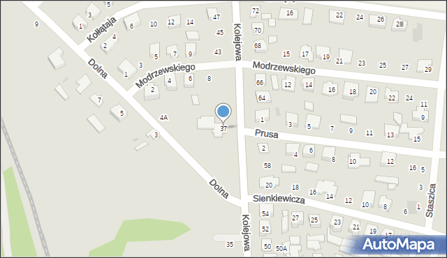 Mońki, Kolejowa, 37, mapa Mońki