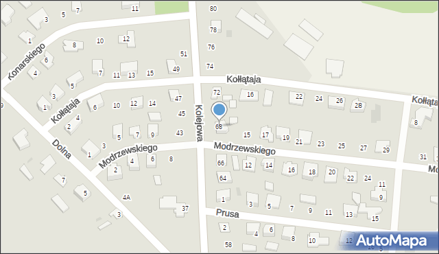Mońki, Kolejowa, 68, mapa Mońki