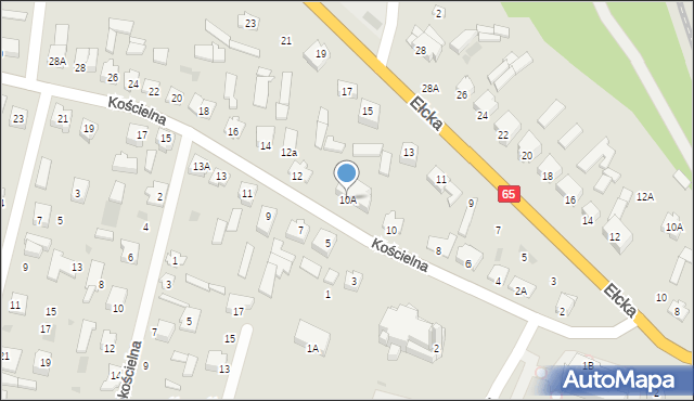 Mońki, Kościelna, 10A, mapa Mońki