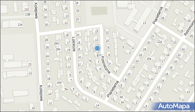 Mońki, Kosmiczna, 9, mapa Mońki