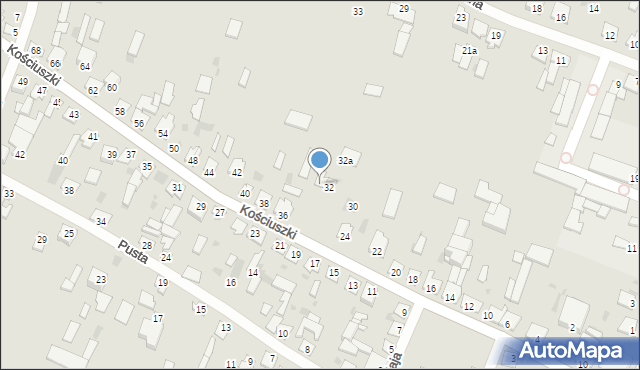 Mordy, Kościuszki Tadeusza, gen., 34, mapa Mordy