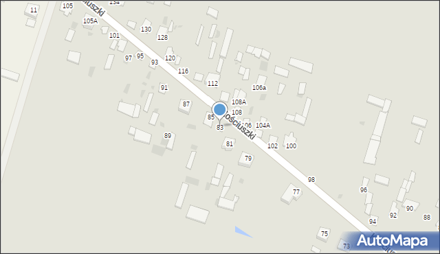 Mordy, Kościuszki Tadeusza, gen., 83, mapa Mordy