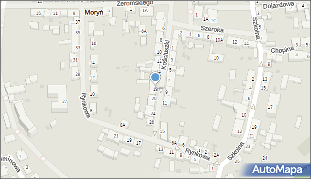 Moryń, Kościuszki Tadeusza, gen., 18, mapa Moryń