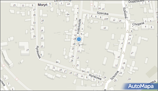 Moryń, Kościuszki Tadeusza, gen., 9, mapa Moryń