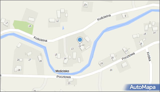 Mościsko, Kościelna, 11, mapa Mościsko