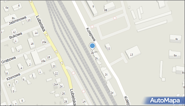 Mrągowo, Kolejowa, 2a, mapa Mrągowo