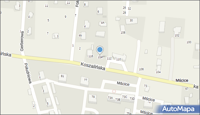 Mścice, Koszalińska, 114, mapa Mścice