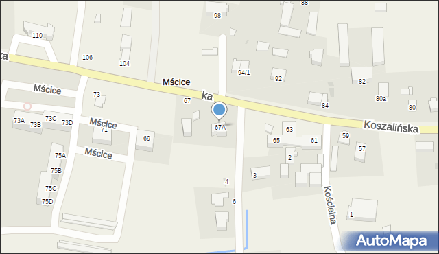 Mścice, Koszalińska, 67A, mapa Mścice