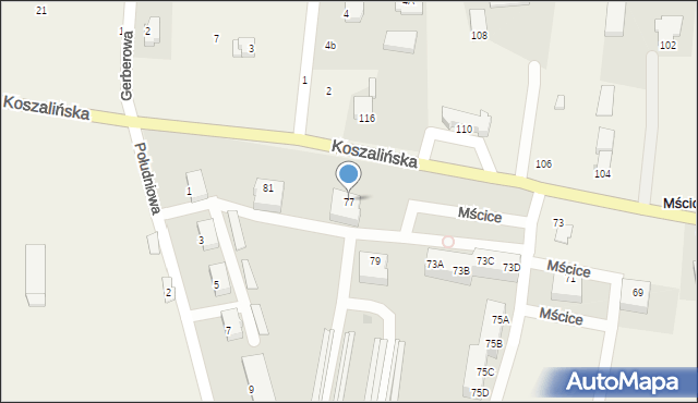 Mścice, Koszalińska, 77, mapa Mścice