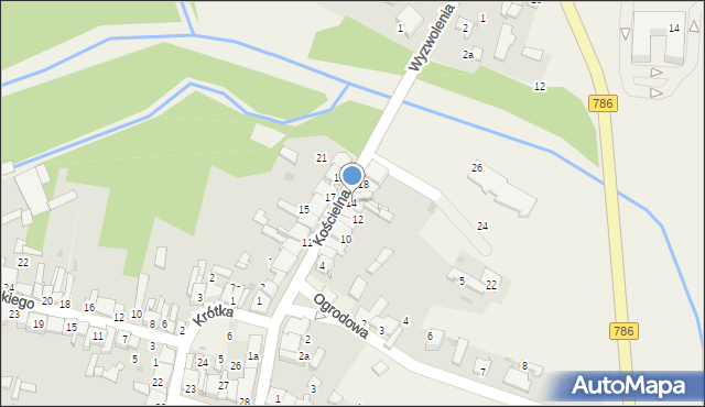 Mstów, Kościelna, 14, mapa Mstów