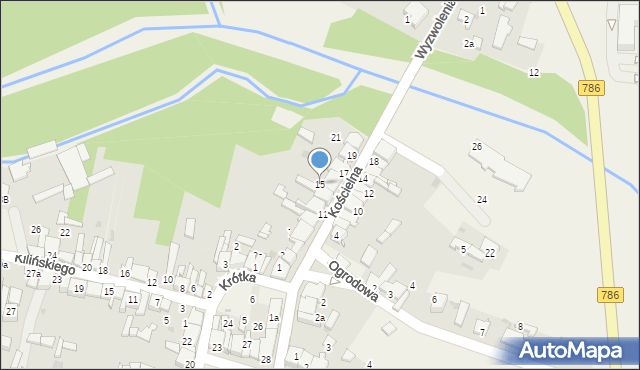 Mstów, Kościelna, 15, mapa Mstów