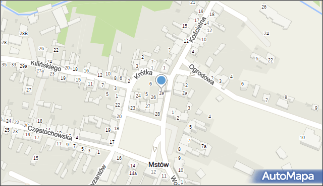 Mstów, Kościelna, 1a, mapa Mstów